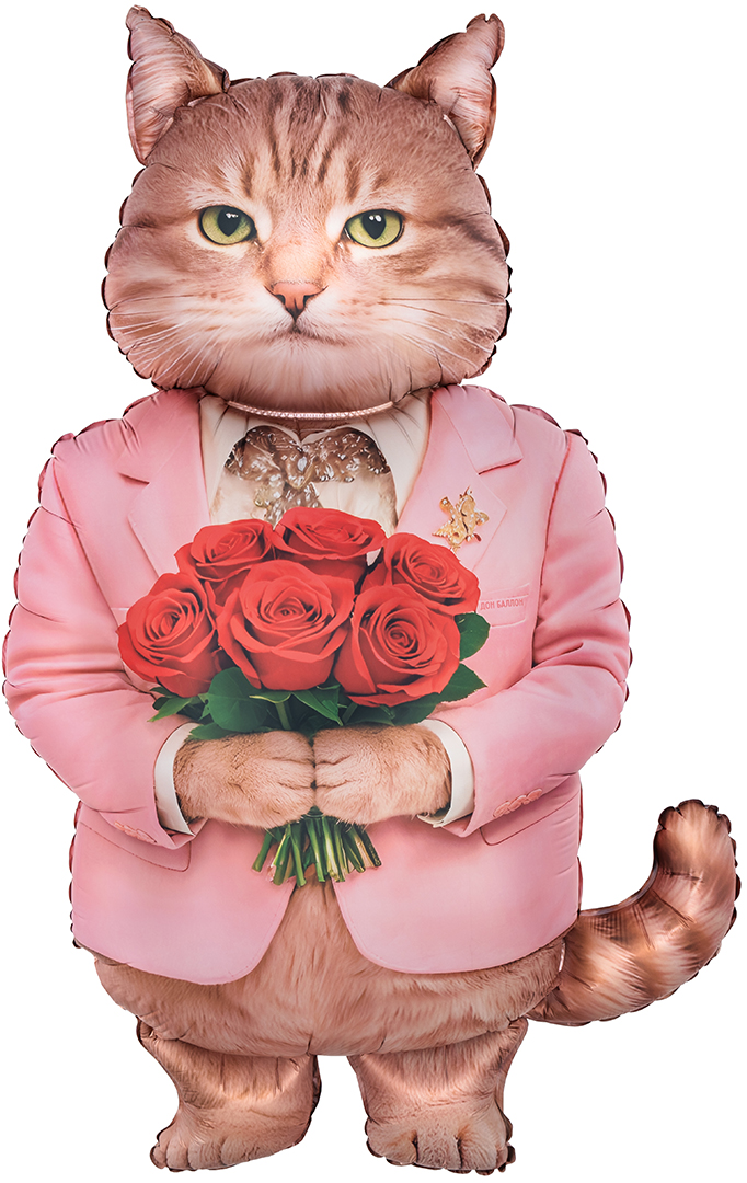 Falali Шар (42''/107 см) Фигура, Кот Романтик, Сатин, 1 шт. в уп.