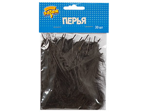 Перья декоративные Черные 10см 30шт/G