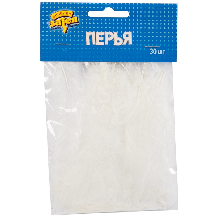 Перья декоративные Белые 10см 30шт