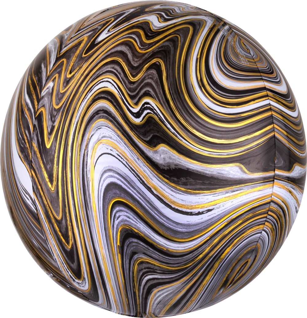 Falali (22" -56см) Сфера 3D, Мрамор, Черный, Агат, 1 шт.
