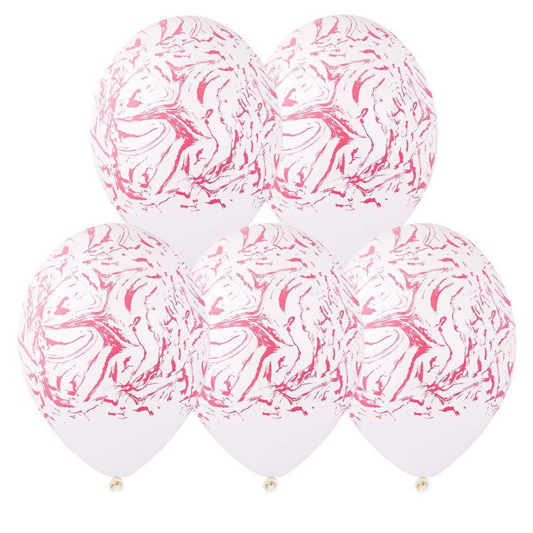 Belball Шелк паст 14" Мрамор белый/розовы, 25 шт