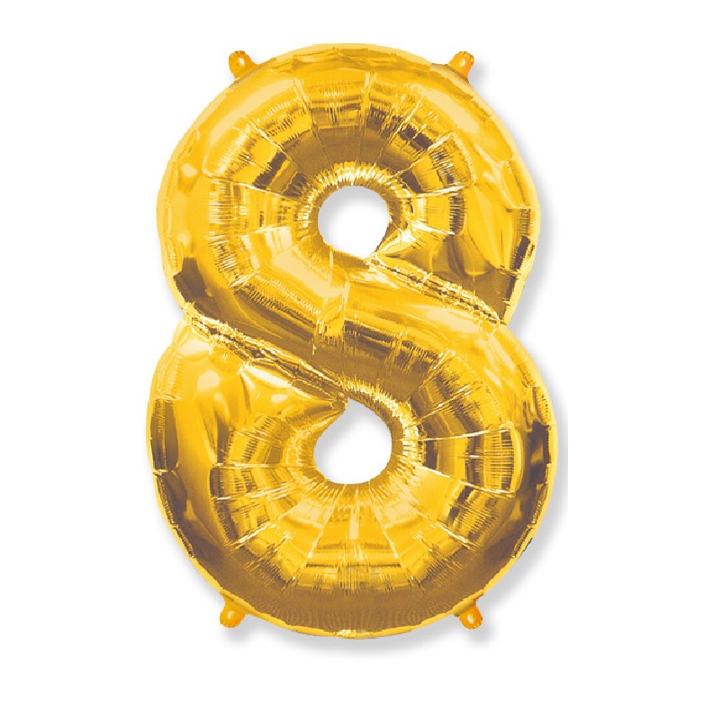 Веселая Затея ЦИФРА 8 14" Gold, 1 шт