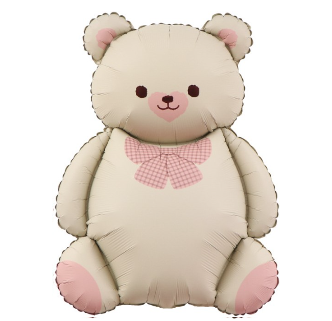 Falali (35" -90см) Мишка с бантом Беж/Роз, 1 шт/уп.