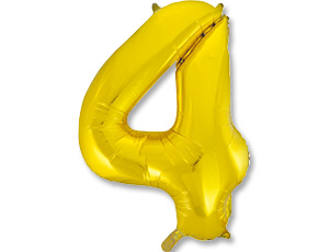Веселая Затея ЦИФРА 4 14" Gold, 1 шт