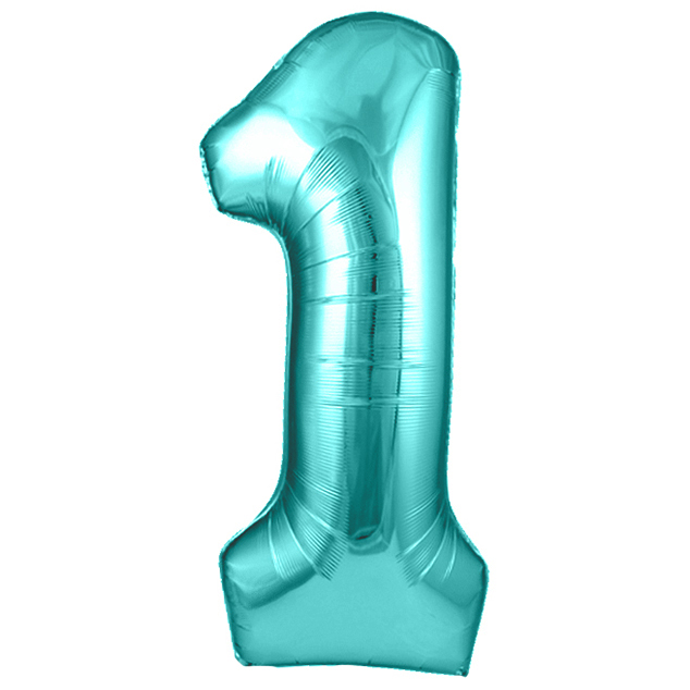 Шар (40''/102 см) Цифра, 1, Тиффани, Металлик, 1 шт. в уп.