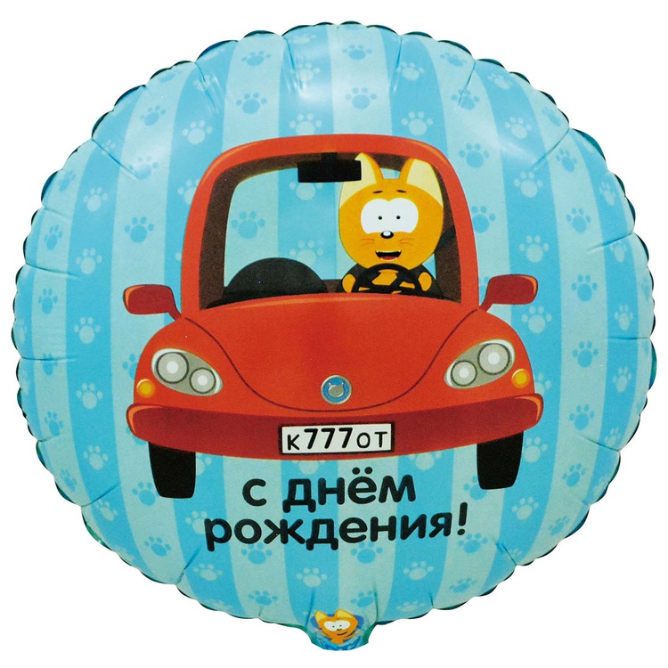 К 18" РУС ДР Котэ в машине, 1 шт/уп