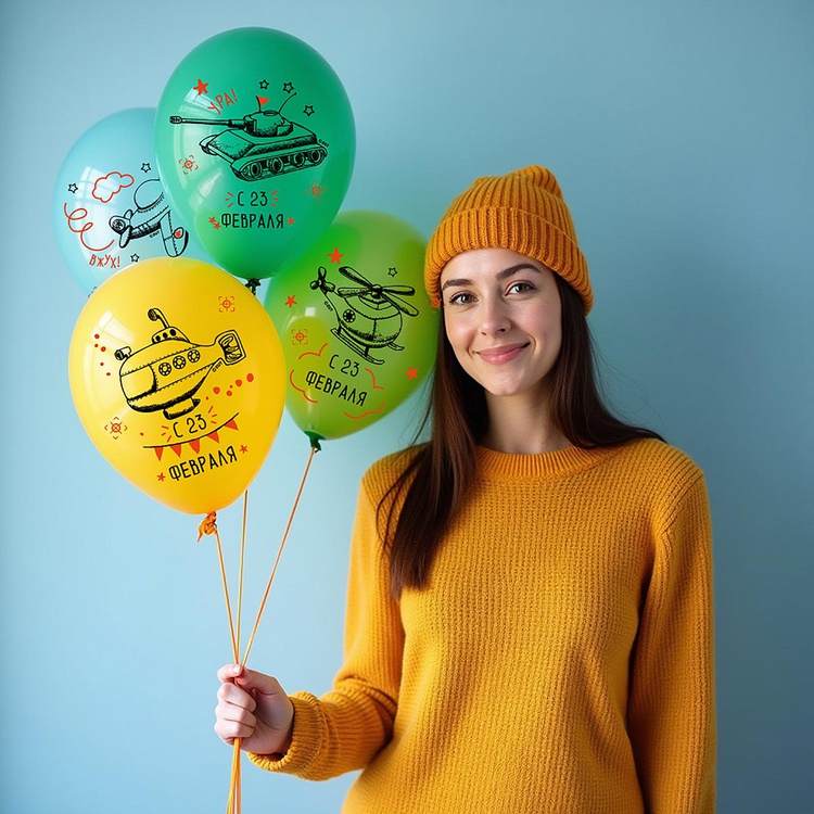 Belball Шар с рис 14" 23 Февраля 2цв 2ст, 50 шт