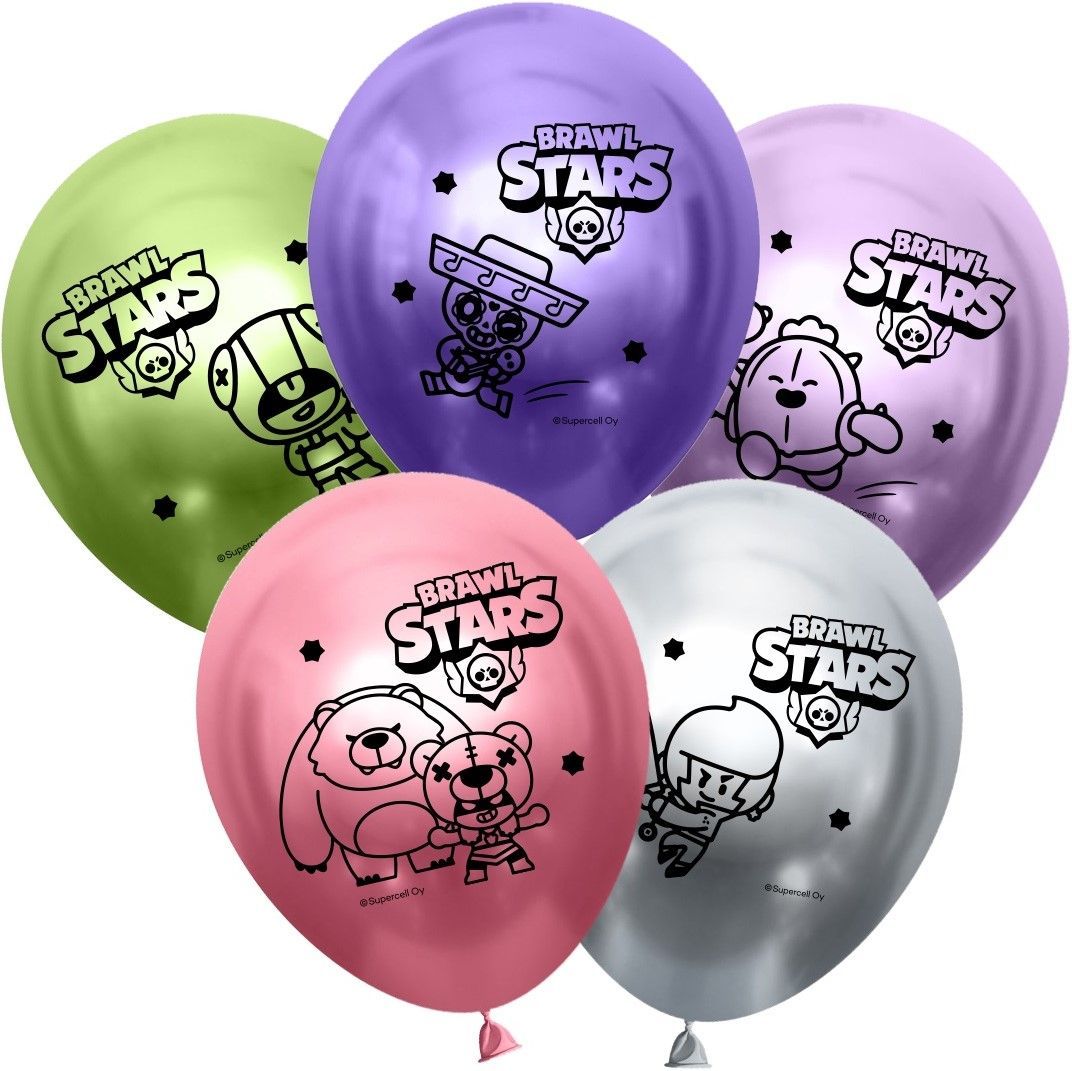 Дон Баллон (12''/30 см) Brawl Stars, Команда бойцов, дизайн №1, Ассорти, хром, 2 ст, 25 шт.