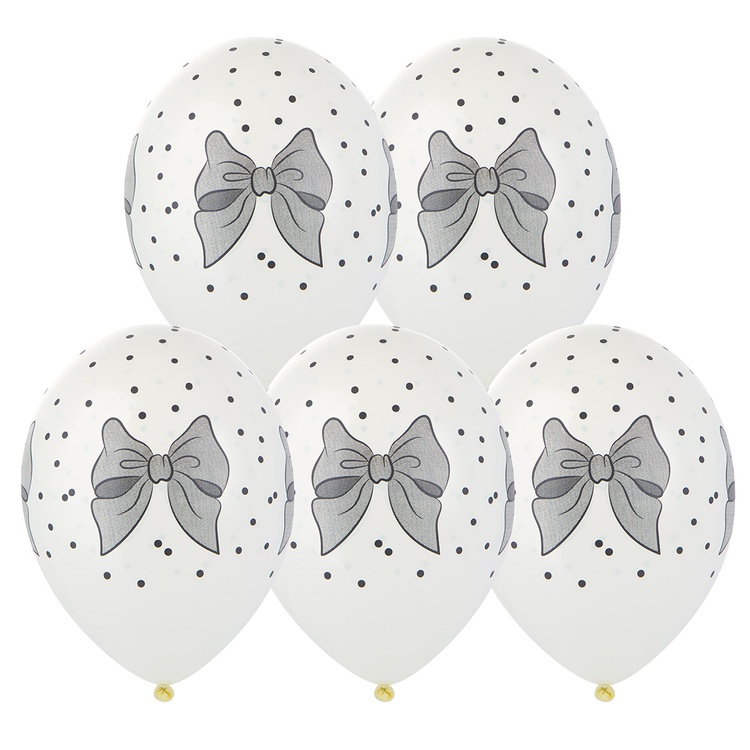 Belball Шелк пастель 14" Бантики горошек, 25 шт