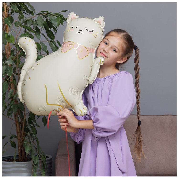 К ФИГУРА (27" -69см) Кошечка с лапкой белая, 1 шт/уп