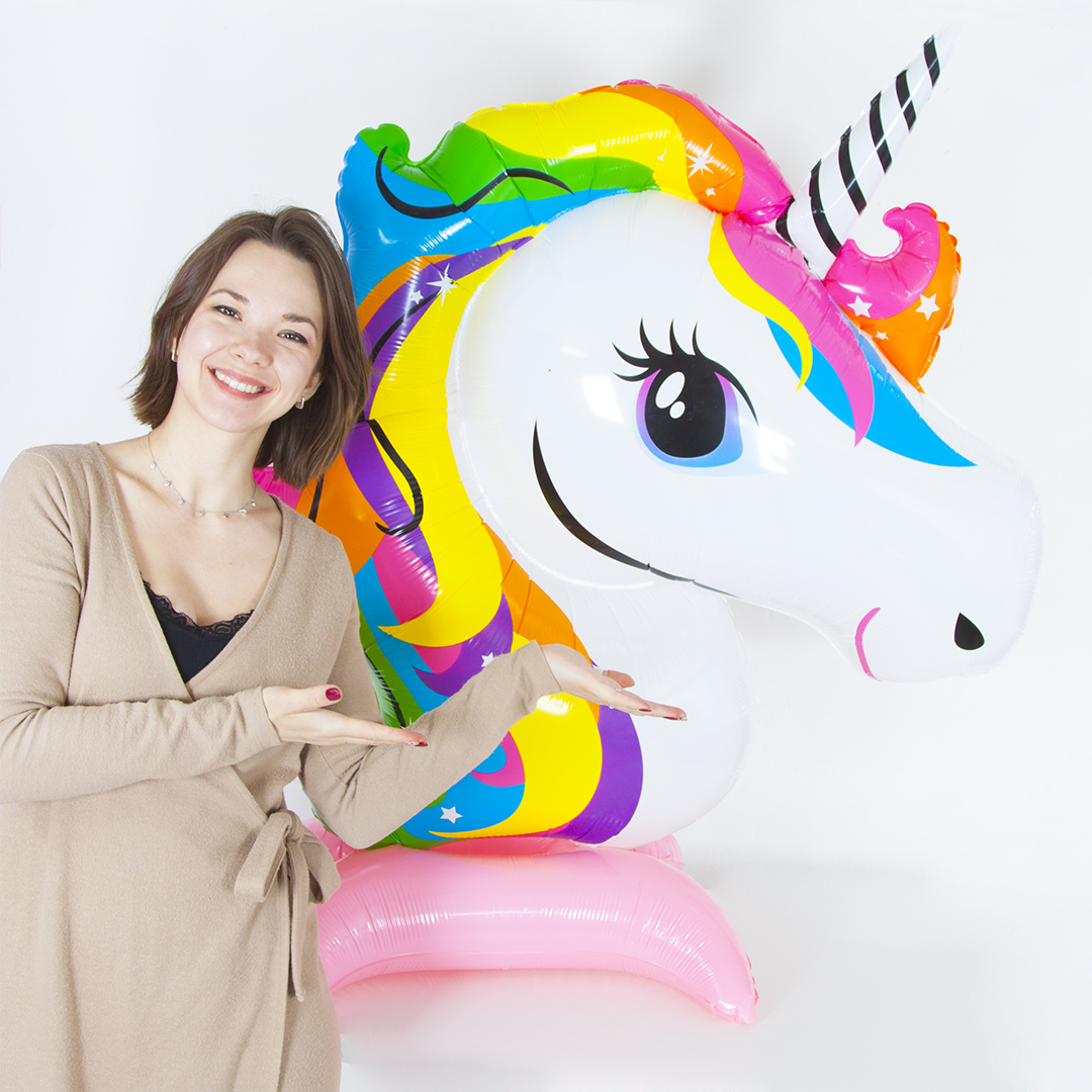 Falali 3D (55''/140 см) Фигура на подставке, Радужный единорог, Розовый, 1 шт. в уп.