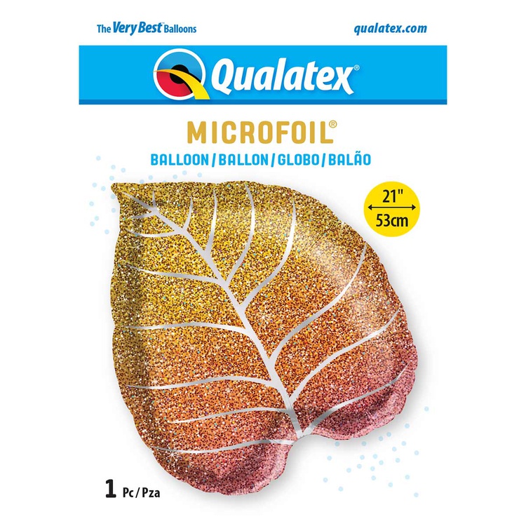Qualatex (21" -53см) Лист Осенний омбре блеск, 1 шт/уп