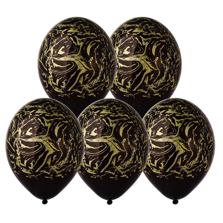 Belball Шелк паст 14" Мрамор черн/золотой, 25 шт