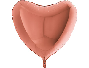 Grabo (36" -92см) СЕРДЦЕ  Металлик Rose Gold, 1 шт