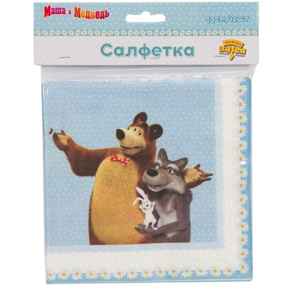 Салфетка Маша и Медведь Ромаш 33см 12штG