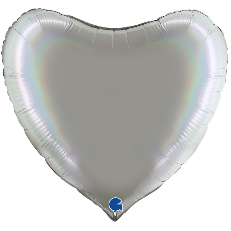 Grabo (36" -92см) Сердце, Серебро, Голография, 1 шт/уп