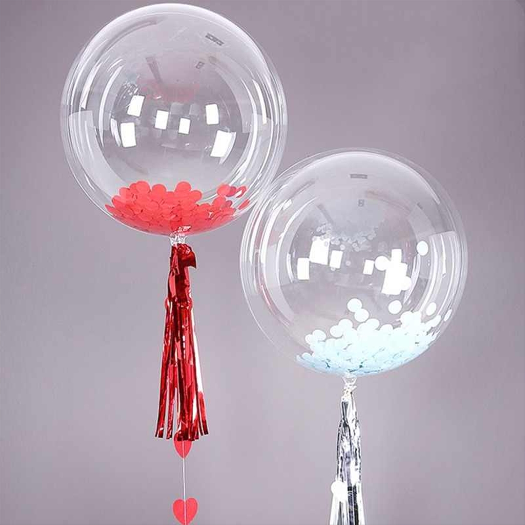 Falali (18" -46см) Сфера 3D, Deco Bubble, Прозрачный, Кристалл, 10 шт (черная упаковка)