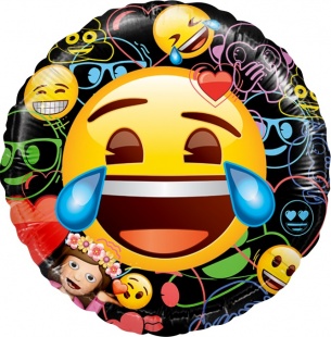 К 18'' Смайл, Emoji, Черный, 1 шт в уп