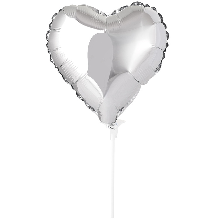 Agura (9" -23см) СЕРДЦЕ Металлик Silver, 5 шт/уп