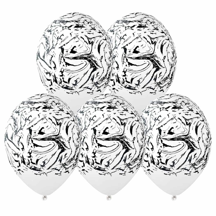 Belball Шелк паст 14" Мрамор белый/черный, 25 шт