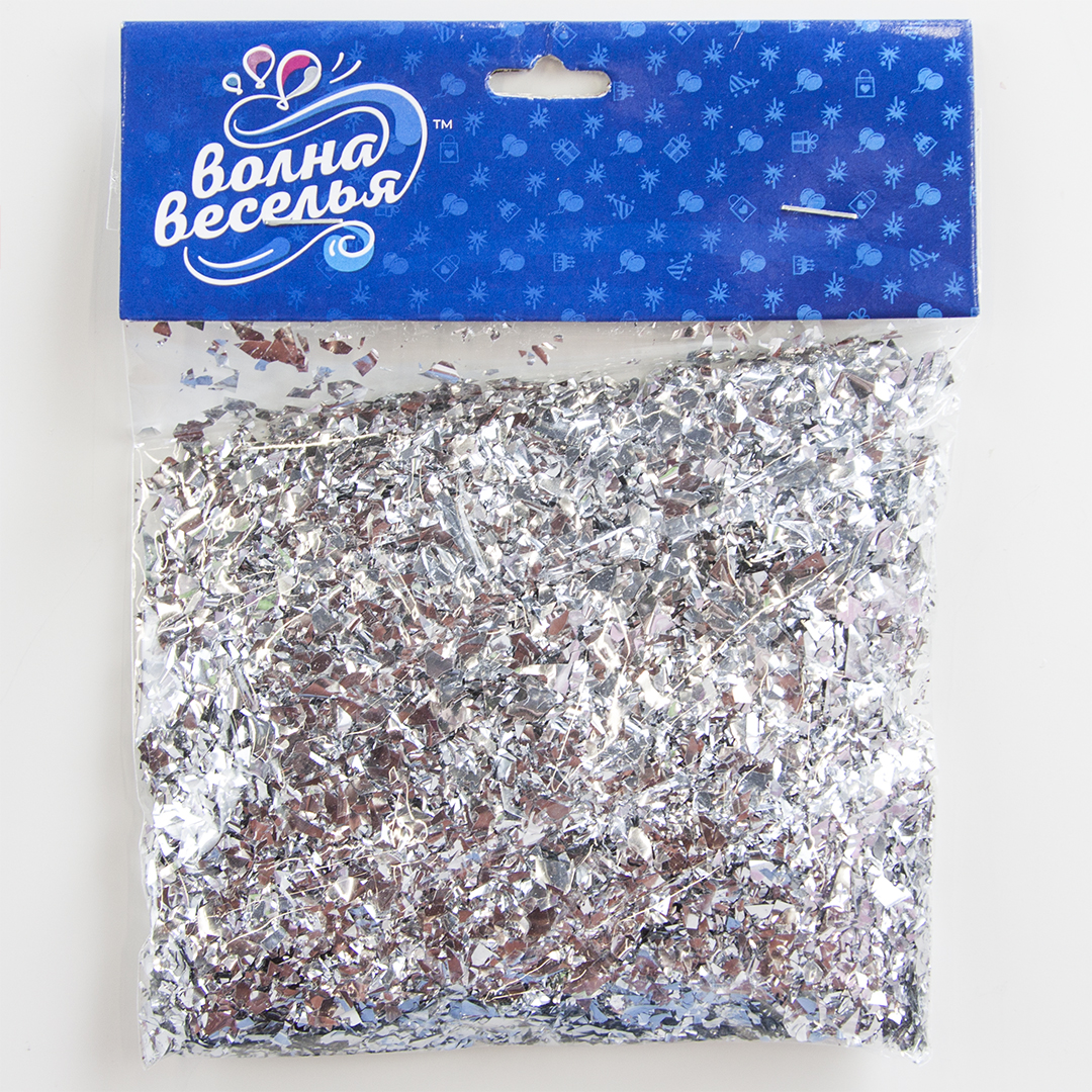 Конфетти фольга Блестки, Серебро, Металлик, 20 г.
