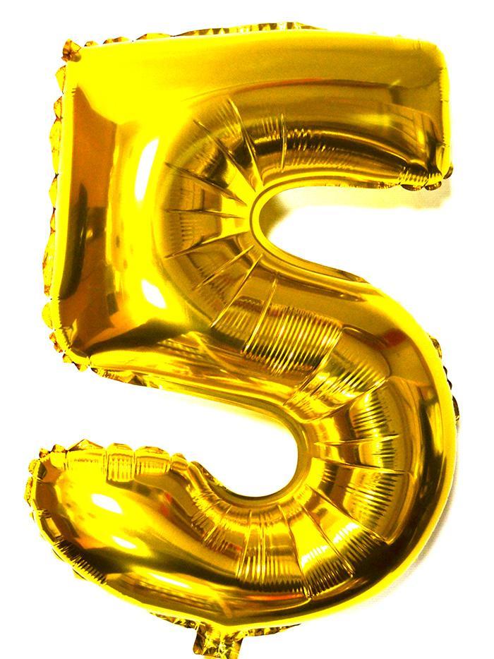 Веселая Затея ЦИФРА 5 14" Gold, 1 шт