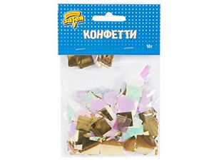 Конфетти Квадр тишью,фол ассор/зол 10грG