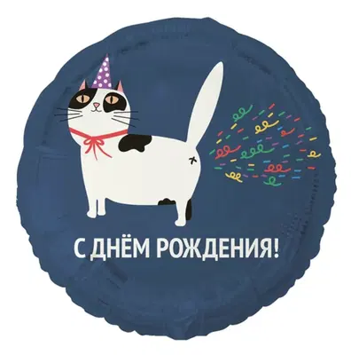 К 18" РУС С ДР Кот пукающий конфетти