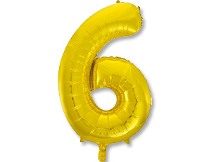 Веселая Затея ЦИФРА 6 14" Gold, 1 шт
