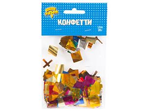 Конфетти Квадр фольг ассорти 1,5см 20грG
