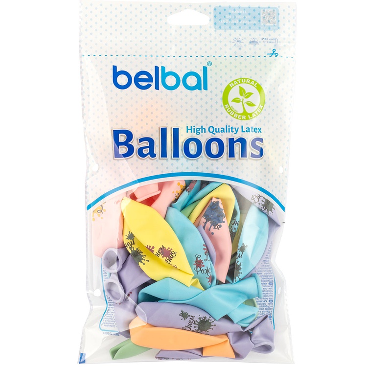 Belbal Шар с рисунком 14" С ДР Брызги 2цв 2ст 25 шт