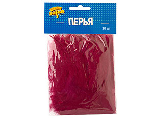 Перья декоративные Бордовые 10см 30шт